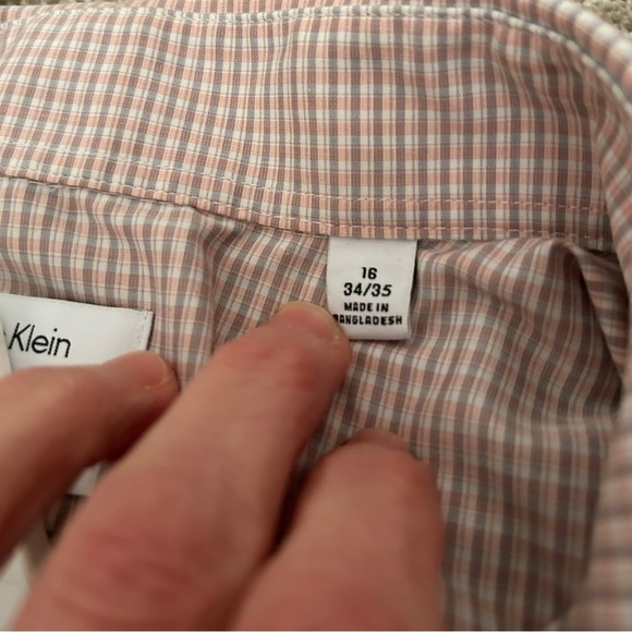 Calvin Klein SlimFit Performance Stretch pink/gray checked dress shirt - Picture 2 of 5